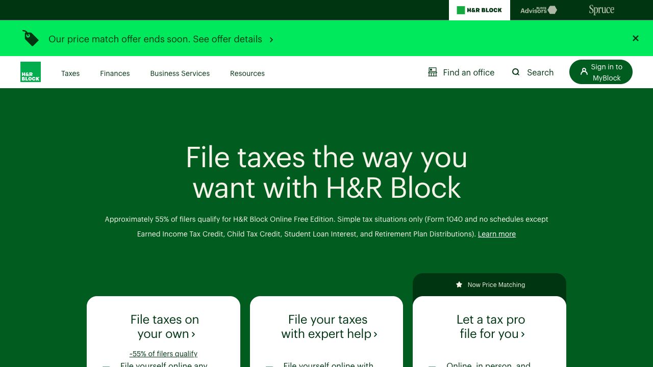 Screenshot of MyBlock - H&R Block